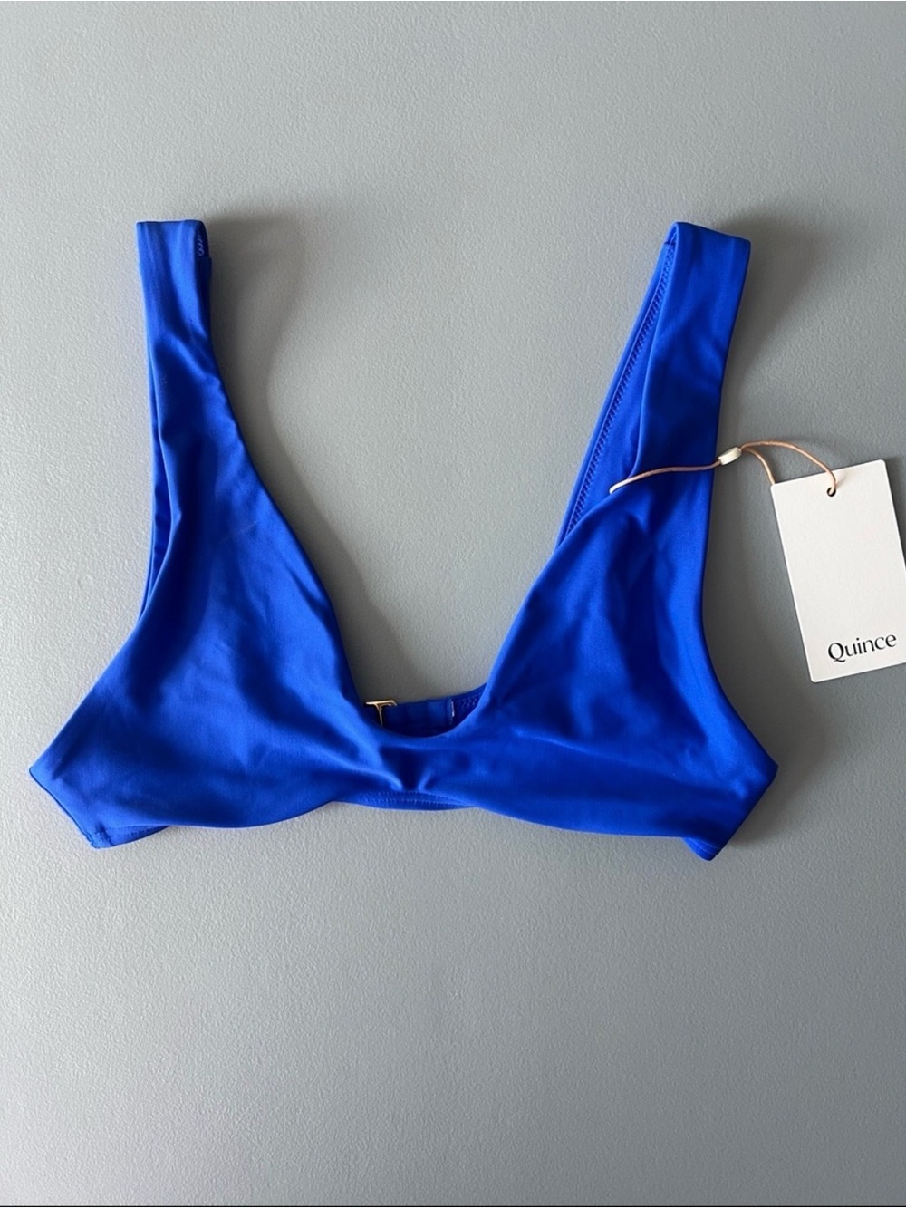 New Quince Italian Plunge Bikini Top in Electric Blue Size XS